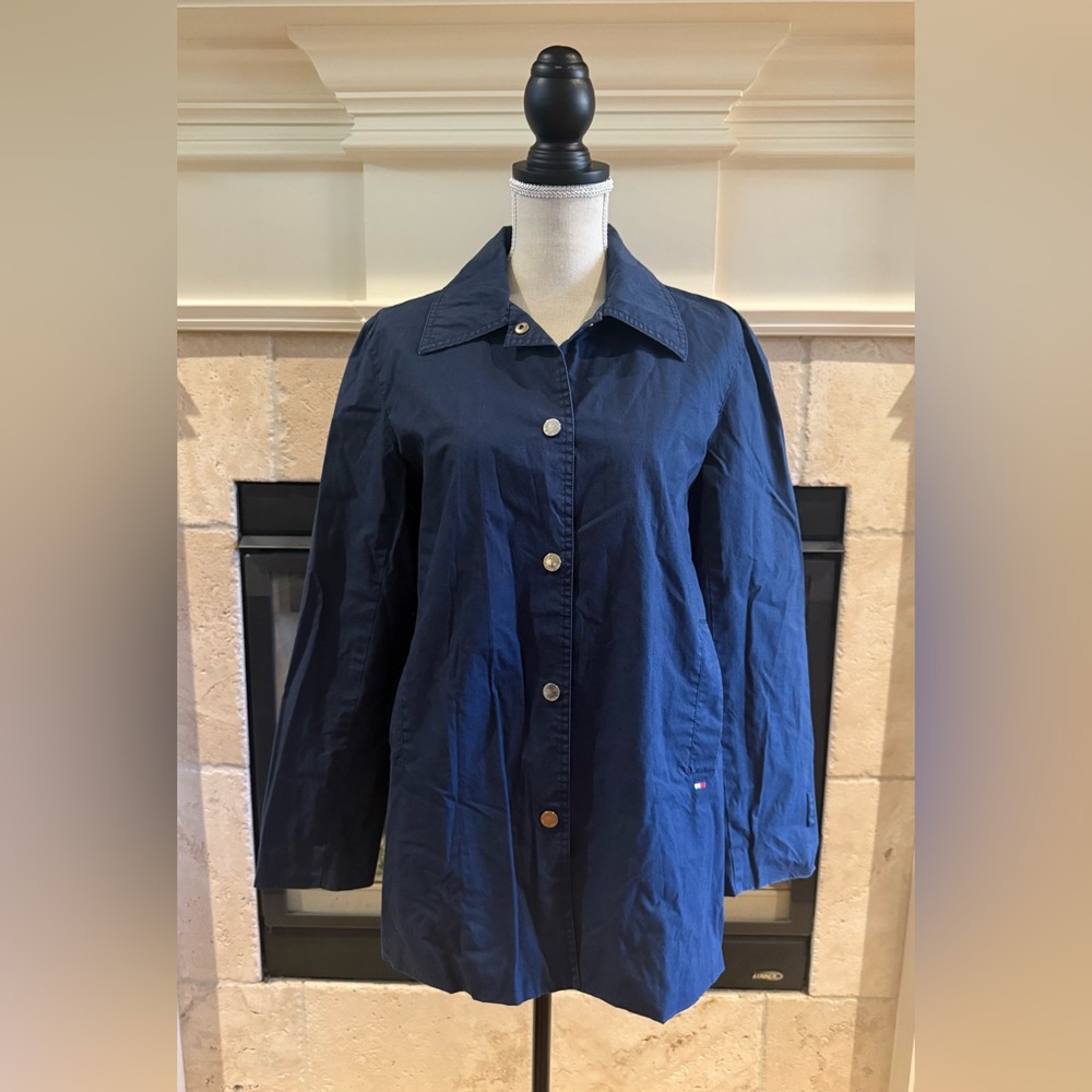 Tommy Hilfiger Women's Navy Blue Button-Up Lightweight Jacket Vintage Medium